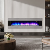 40 to 60 Inch Electric Fireplace Crystal Accents 6 Flame Colour Heater Wall Mounted Fireplaces Living and Home 60 Inch 