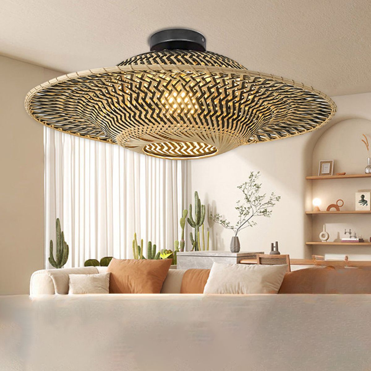 Lightsin Bamboo Radiance Handwoven LED Ceiling Light Lightsin UK 