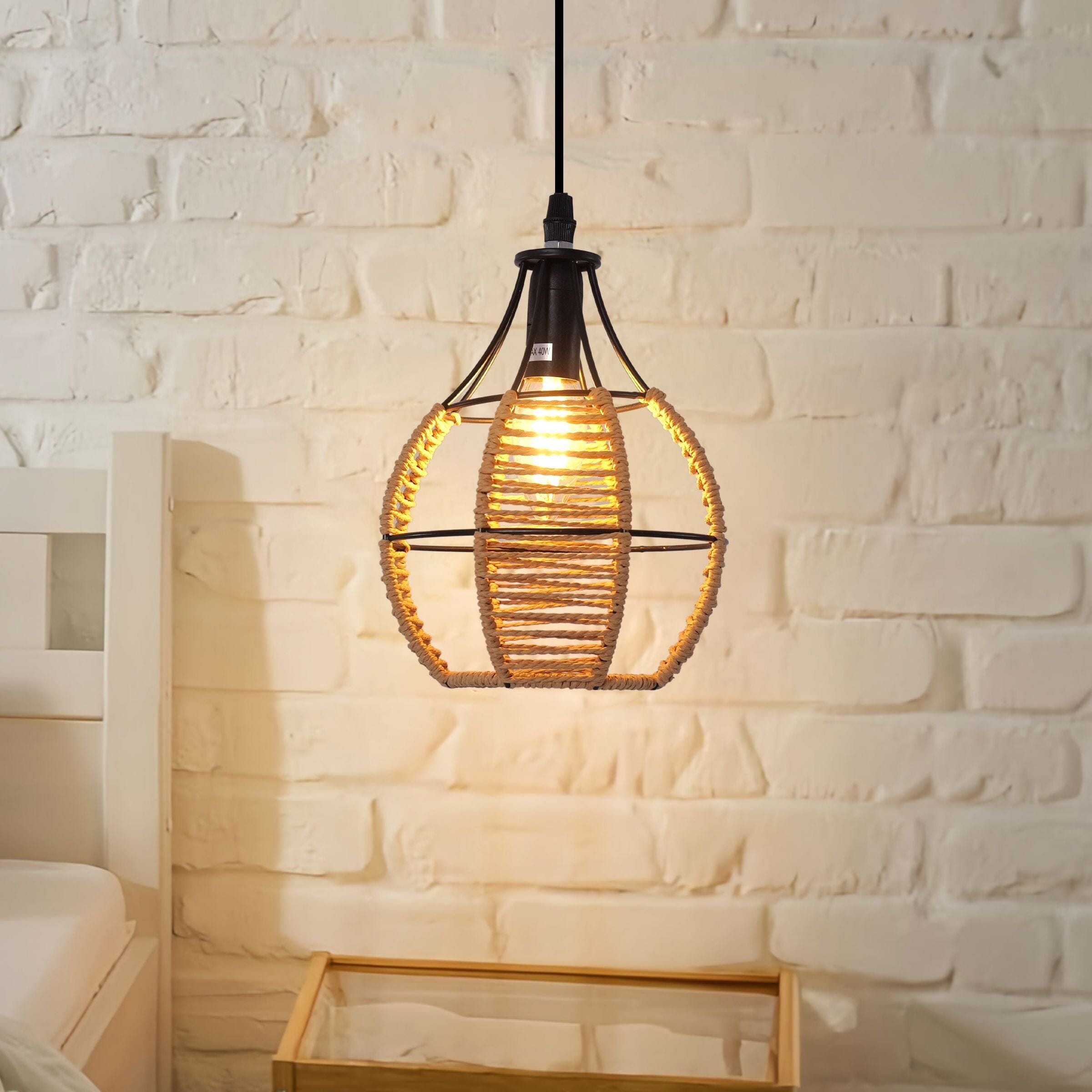 ‍Lightsin Woven Paper Rope Pendant Light for Cozy Elegance and Timeless Charm (100% off) Lightsin UK 