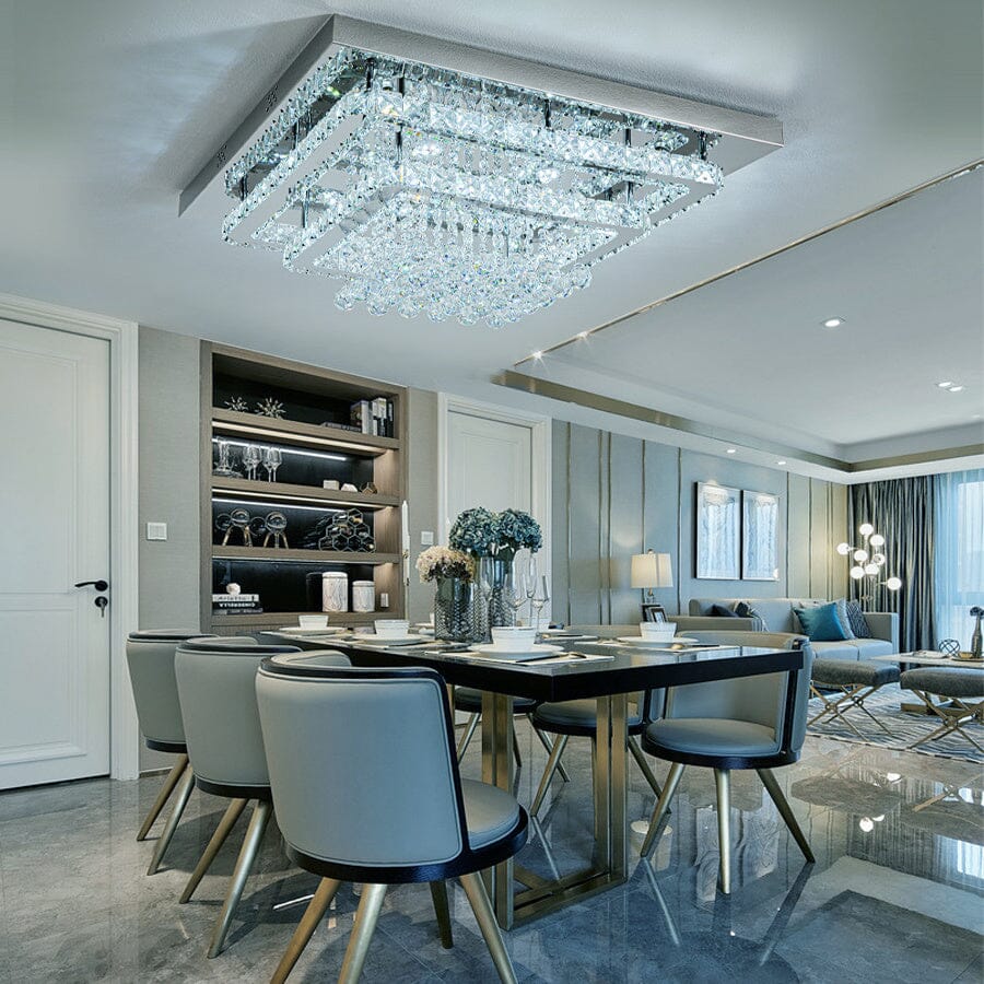 60cm W Double-Layer LED Ceiling Light Fixture with Crystal Drops Ceiling Lights Living and Home 