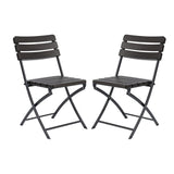 46cm W Set of 2 Outdoor Plastic Folding Chairs in Black