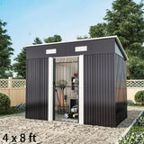 4 x 6 ft / 4 x 8 ft Steel Garden Shed with Skillion Roof Top Steel Black/Green Garden Sheds Living and Home Black 4' x 8' ft 