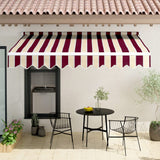 Retractable Patio Awning - Manual Shelter - Red & White Patio Awnings Living and Home L 250 x W 200 cm 