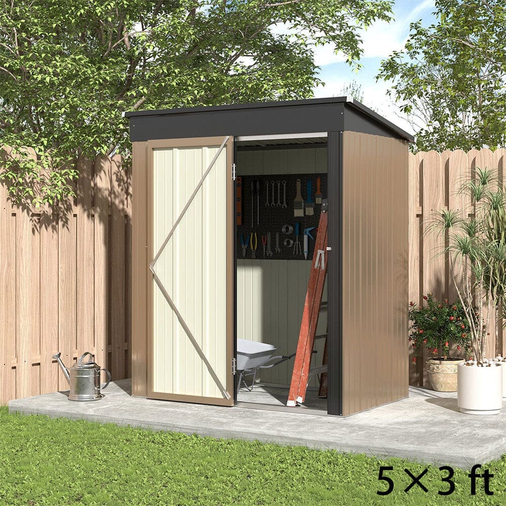 4 x6/ 5 x3 /6 x8 ft Metal Classic Lockable Tool Storage Bike Shed Brown Shed Garden Sheds Living and Home 