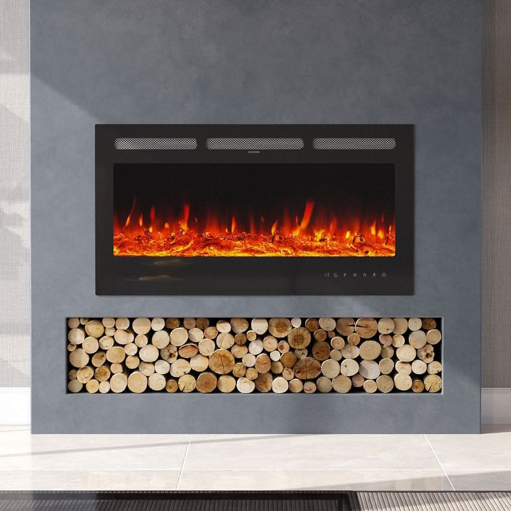 40 Inch Inset Fireplaces 5120 BTU Wall Mounted Electric Fireplace 9 LED Flame Colours