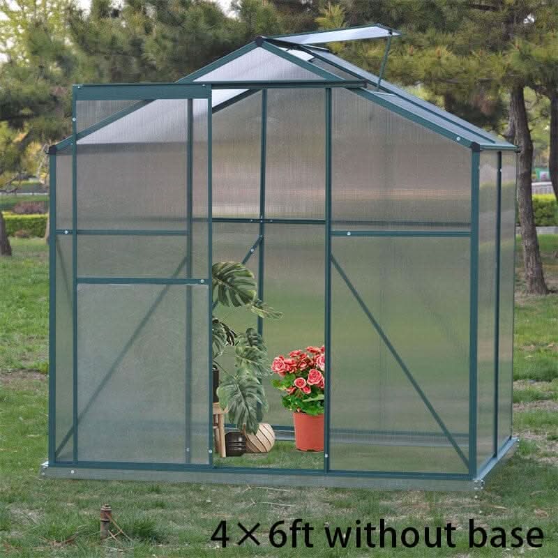 4×6 ft 6×6 ft 8×6 ft 10 x 6 ft Garden Greenhouse Framed 2 Vents Rain Gutter Setting