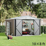 10×8ft/ 10×10ft/ 10×12ft Metal Outdoor Garden Storage Shed Motorcycle Sheds with Lockable Garden Sheds Living and Home 