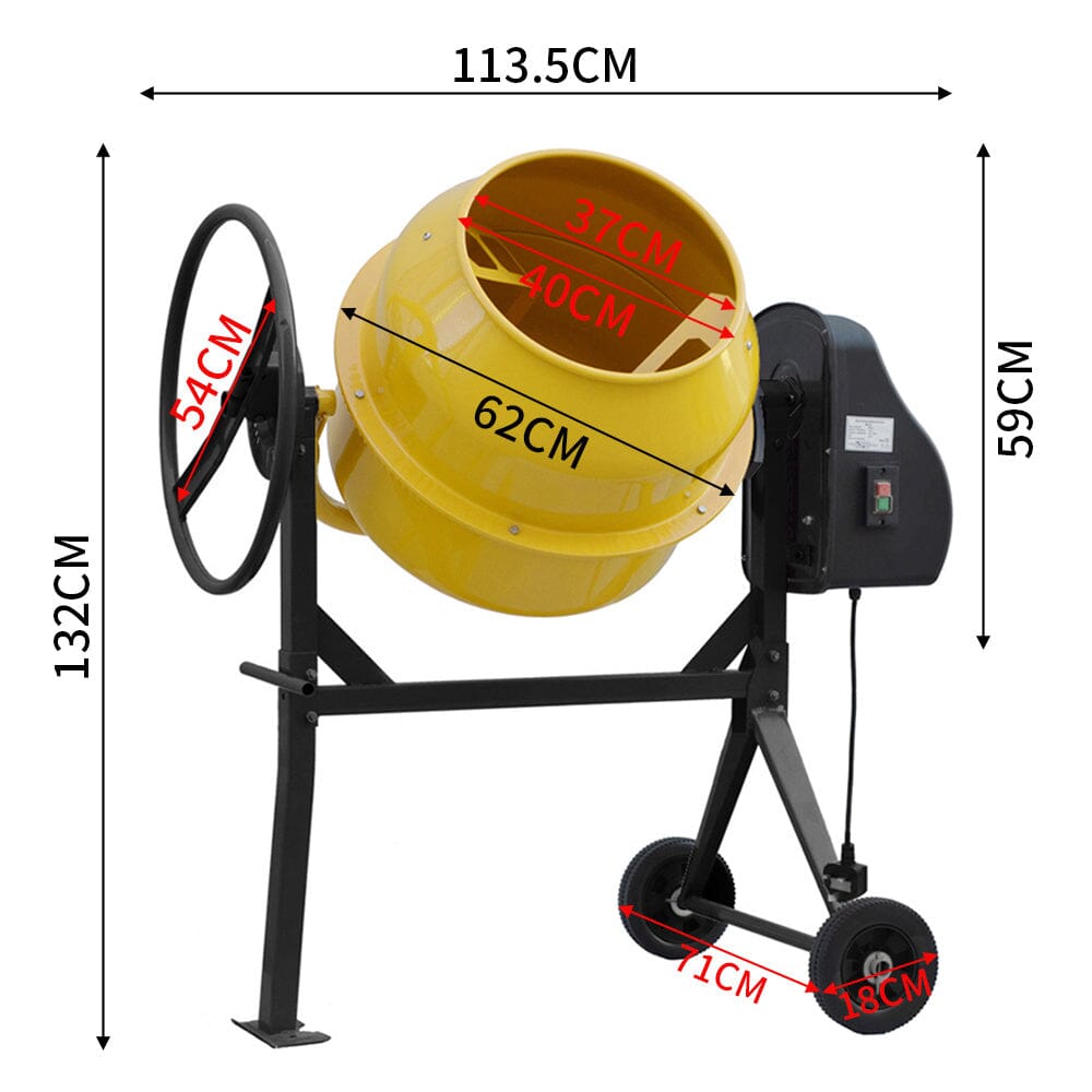 140L Electric Portable Cement Concrete Mixer with Wheels Living and Home