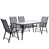 Garden Rectangular Ripple Glass Table and Folding Chairs GARDEN DINING SETS Living and Home 