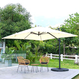 Beige 3 x 3 m Square Cantilever Parasol Outdoor Hanging Umbrella for Garden and Patio Parasols Living and Home Parasol + Cross Base + Round Water Tank 