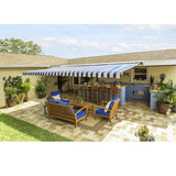 Retractable Patio Awning - Manual Shelter - Blue & White Awnings Living and Home 