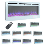 12 Flame Colour Electric Fireplace with Safety Protection White Wall Mounted Fires Living and Home 