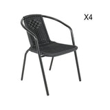 Garden Square Tempered Glass Table and Rattan Chairs GARDEN DINING SETS Living and Home W 80 x L 80 x H 72 cm Table with 4 Chairs 
