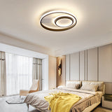Modern LED Ceiling Light with 2 Circular Rings in Black Dimmable/Non-Dimmable