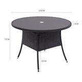 105cm Round/ Square Coffee Table Bistro Outdoor Garden Patio Tables & Parasol Hole Garden Dining Table Living and Home 