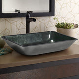 Rectangular Tempered Glass Bathroom Art Design Sink Bathroom Sinks Living and Home Grey agate colour 