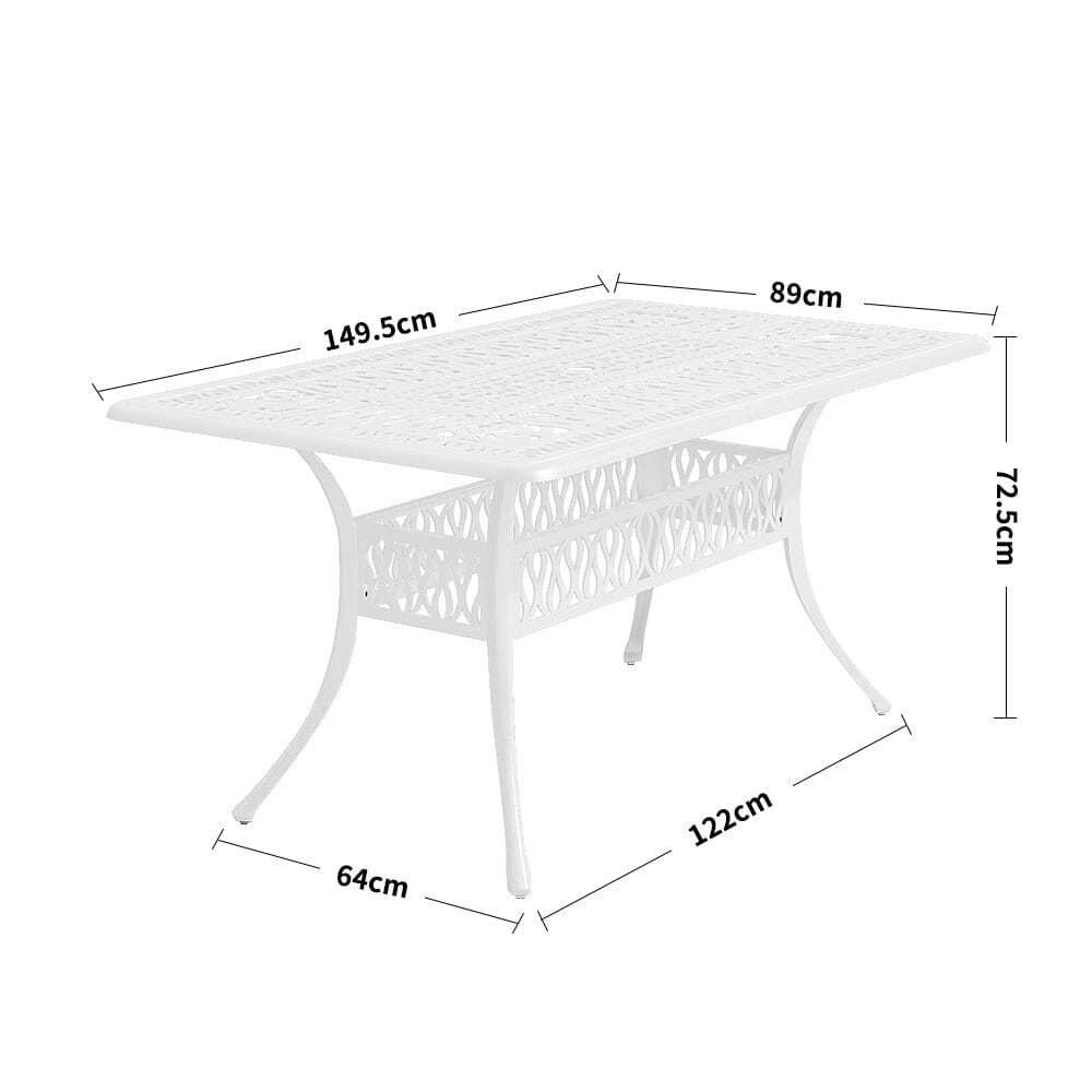 Set of 7 Retro Garden Bistro Set Cast Aluminum with Cushions Garden Dining Sets Living and Home 