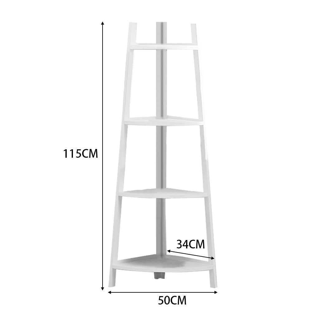 3/4/5 Tier Corner Ladder Shelf Bookcase Plant Flower Display Stand Storage Rack Bookcases & Standing Shelves Living and Home White 4 Layer: 115H x 50W x 34D cm 