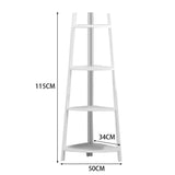 3/4/5 Tier Corner Ladder Shelf Bookcase Plant Flower Display Stand Storage Rack Bookcases & Standing Shelves Living and Home White 4 Layer: 115H x 50W x 34D cm 