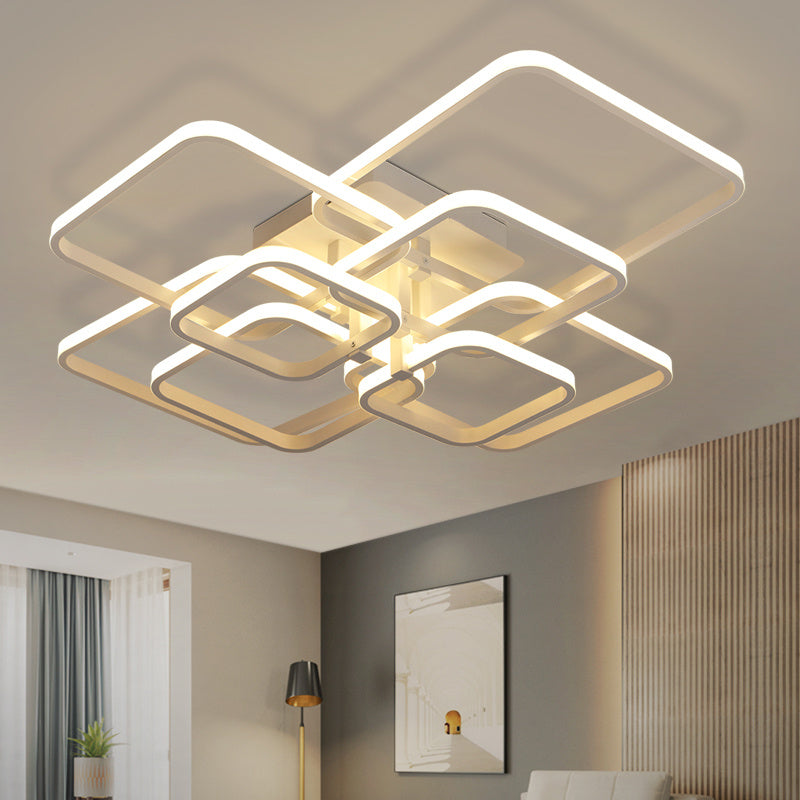 4/6/8 Headers Square LED Ceiling Light Dimmable with Remote Control Ceiling Light Living and Home 8 Headers 