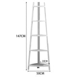 3/4/5 Tier Corner Ladder Shelf Bookcase Plant Flower Display Stand Storage Rack Bookcases & Standing Shelves Living and Home White 5 Layer: 147H x 50W x 34D cm 