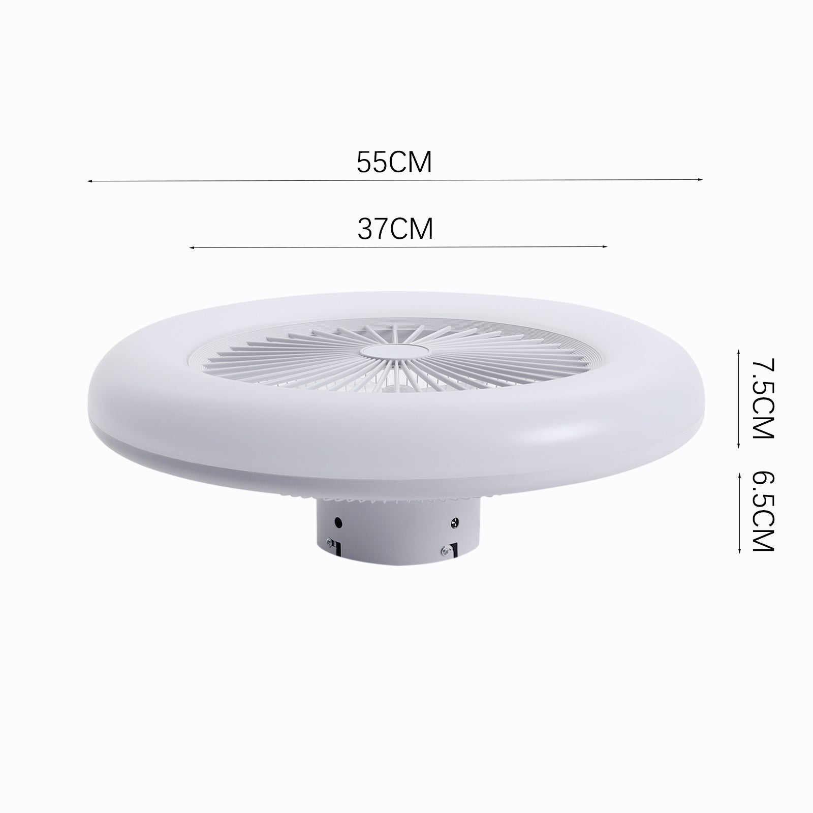 Dia. 55cm Ceiling Fan w/75W LED Light Adjustable 3-Wind Speed Remote Control Ceiling Light Living and Home 