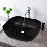49.5cm W Black Ceramic Sink with Matte Black Finish for Bathroom