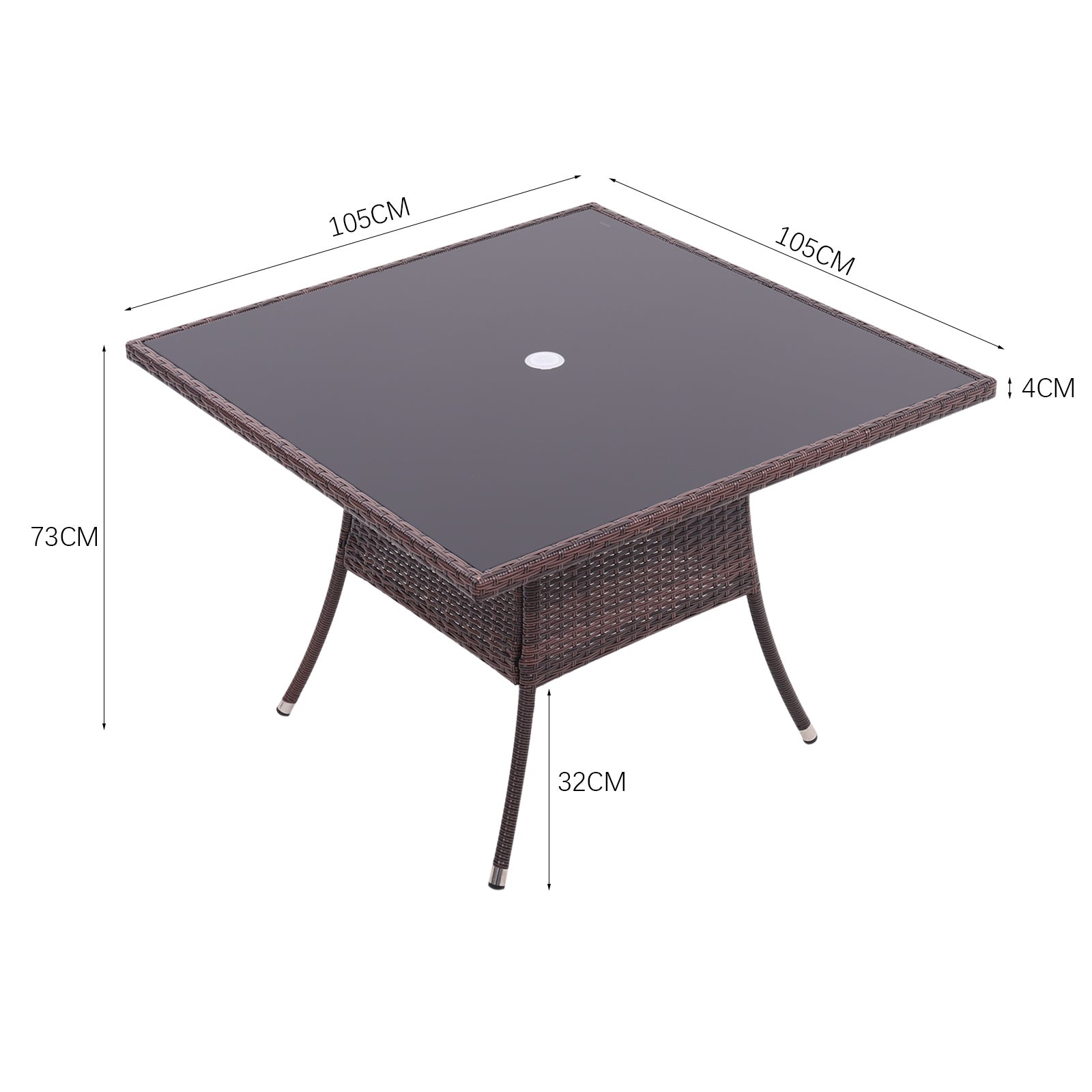 105cm Round/ Square Coffee Table Bistro Outdoor Garden Patio Tables & Parasol Hole Garden Dining Table Living and Home 