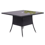 105cm Round/ Square Coffee Table Bistro Outdoor Garden Patio Tables & Parasol Hole Garden Dining Table Living and Home Square Black 
