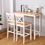 Solid Wood Pine Dining Set with 2 X Shaped Chairs White/Grey