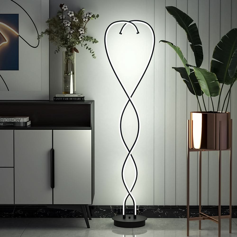 LED Floor Lamp Creative Standing Lamp 2 Swirling Tubes