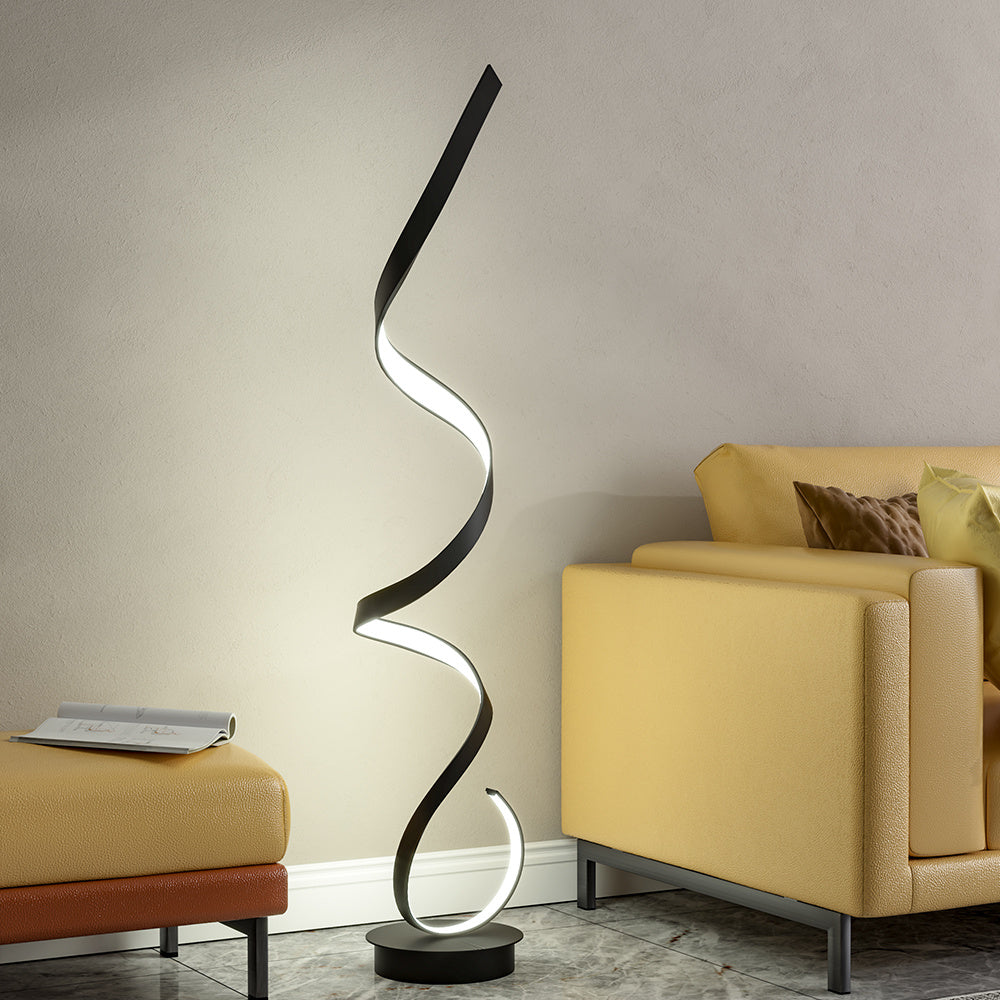 Contemporary LED Spiral Floor Lamp in White Light Floor Lamps Living and Home Black 