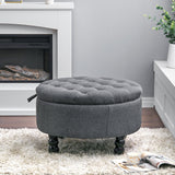 70cm Dia. Tufted Round Cocktail Ottoman Storage Footstool Storage Footstool Living and Home Grey 