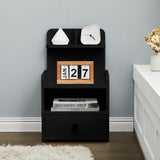 Minimalist Black Wooden Bedside Table with Drawers Cabinets Living and Home 1 Drawer 