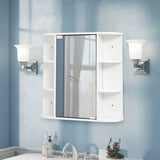 Bathroom Mirror Cabinets Wall Mounted One Door Storage Shelves Furniture White