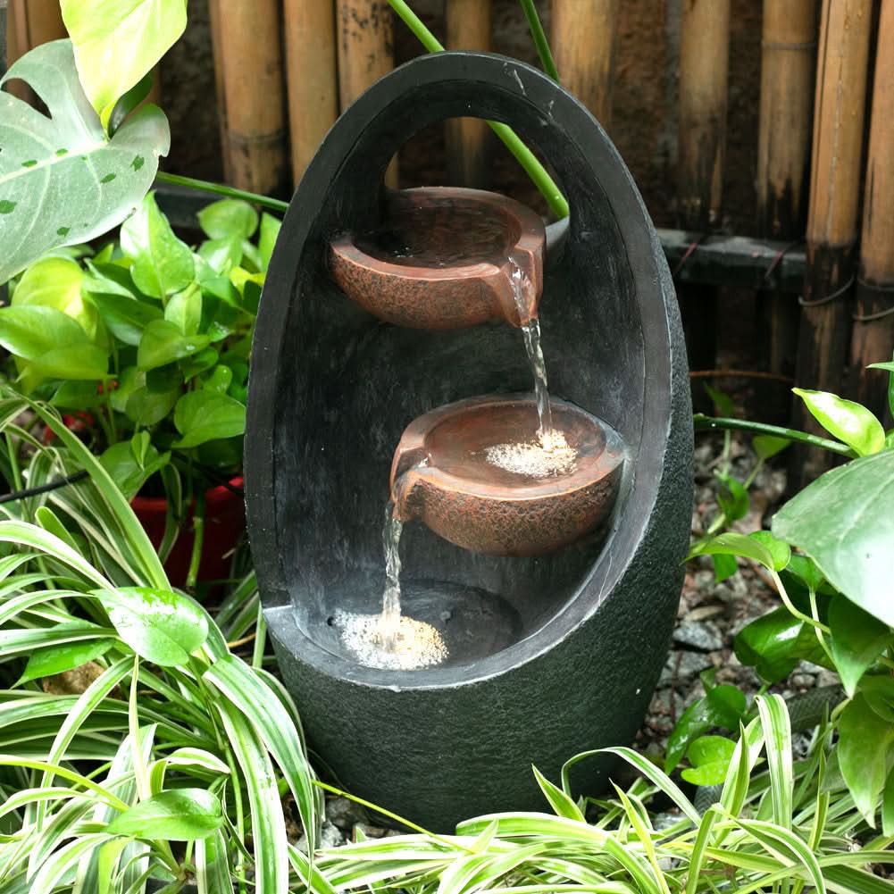 Garden Water Feature Fountain LED Light Electric Pump Cascade Decor