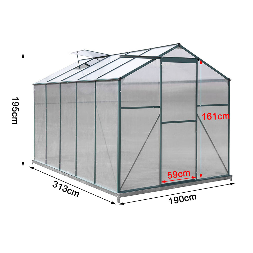10' x 6' ft Garden Hobby Greenhouse Green Framed with 2 Vents Garden Storages & Greenhouses Living and Home 