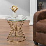 Round Coffee Table End Table Side Table for Living Room Bedroom End Table Living and Home Gold 