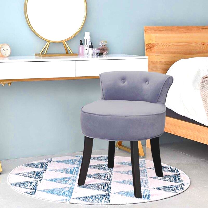 Ice Velvet Vanity Stool for Dressing Table Bedroom Upholstered Makeup Desk  Chair | eBay