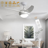 52inch Reversible Ceiling Fan W/Light Remote Control 3/5 Blades 5 Speed Timer Ceiling Light Living and Home White 5 Fans 