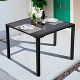 Rectangular Outdoor Dining Table with Parasol Hole Grey Garden Dining Tables Living and Home 80 cm W x 80cm D Black 