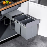 Kitchen Double/Triple Bin Cupboard Pull-out Kitchen Cabinets Living and Home Double bin /34cm W x 49cm D x 43cm H 