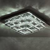 96w LED Ceiling Light 70 x 70 cm Square 3 Tier Crystal Chandelier Ceiling Light Living and Home Dimmable (with remote) 