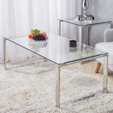 Clear Glass Coffee Table/Side End Sofa Tea Table Coffee Table Living and Home W 60 x L 120 x H 46 cm 