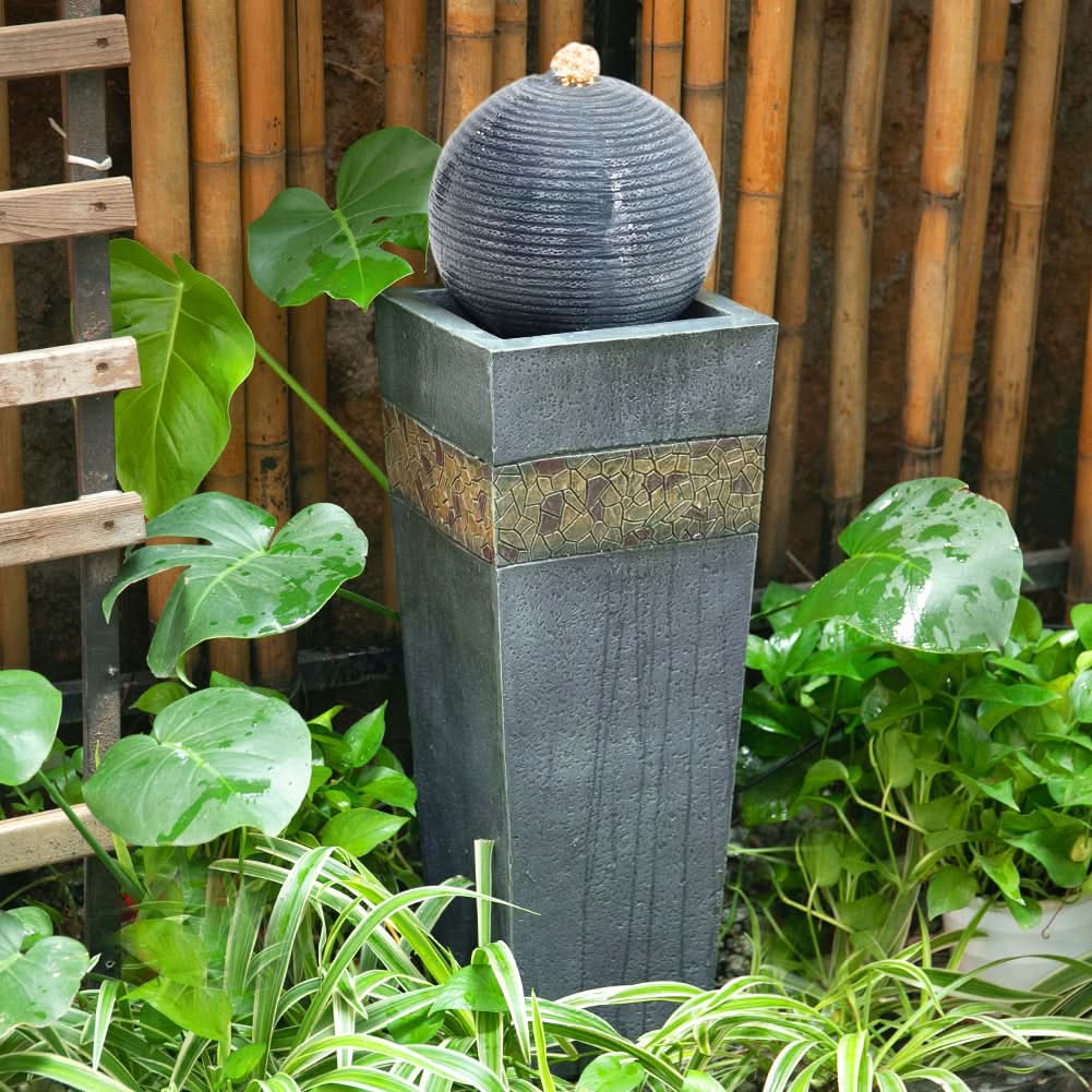 Navy Blue Electric Fountain Water Feature LED Light