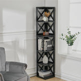 5 tier Rectangular Wooden Vertical Living Room Shelf