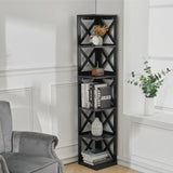 Black/White Wooden 5 tier Rectangular Vertical Living Room Shelf Shelves & Racks Living and Home Black 