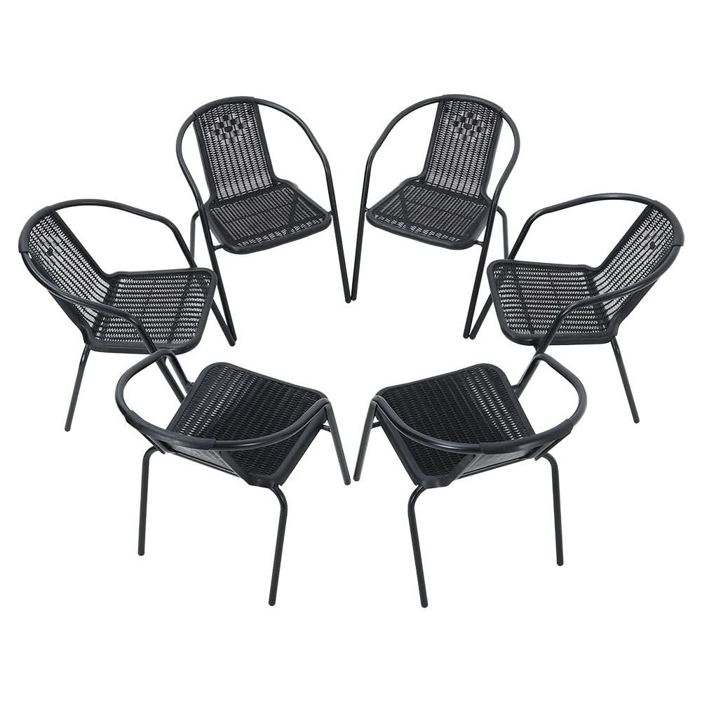 Set 6 Stacking Patio Dining Side Chairs All Weather Outdoor Bistro Garden