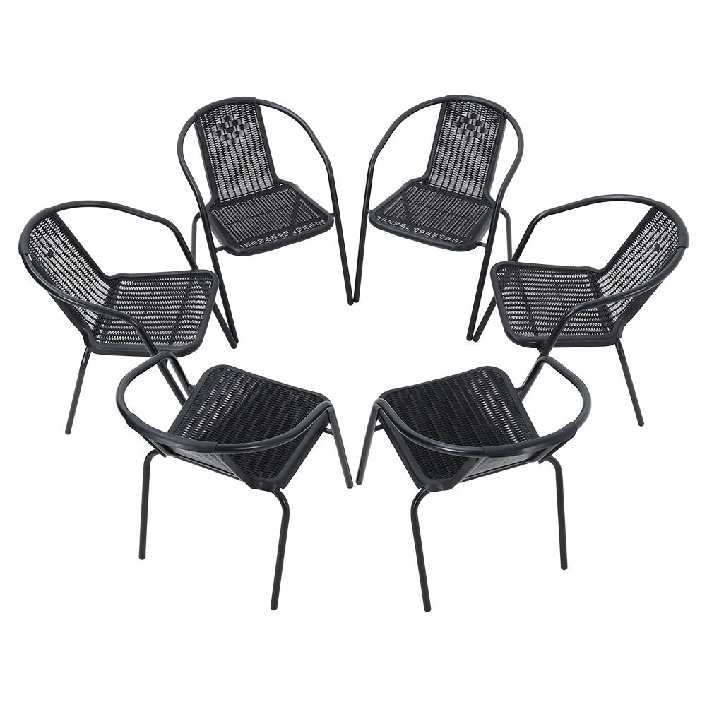 Set of 6 Stacking Patio Dining Side Chairs for All Weather Outdoor Bistro Garden Patio Side Chair Living and Home 