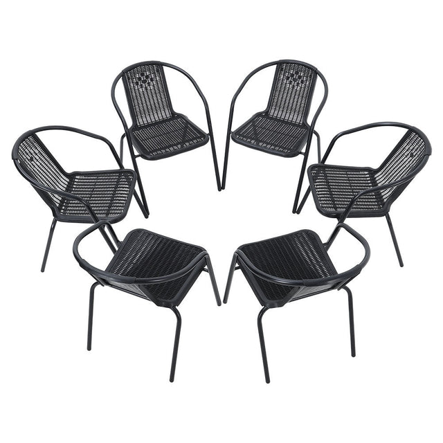 Set of 6 Stacking Patio Dining Side Chairs for All Weather Outdoor Bistro Garden Patio Side Chair Living and Home 